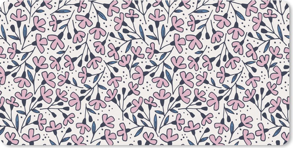 MuchoWow Mauspad Mousepad Mädchen - Blumen - Rosa - Muster - Mädchen - Kinder - Mädchen 60x30 cm - Mousepads - Maus Mat - Pad - Mausunterlage ...