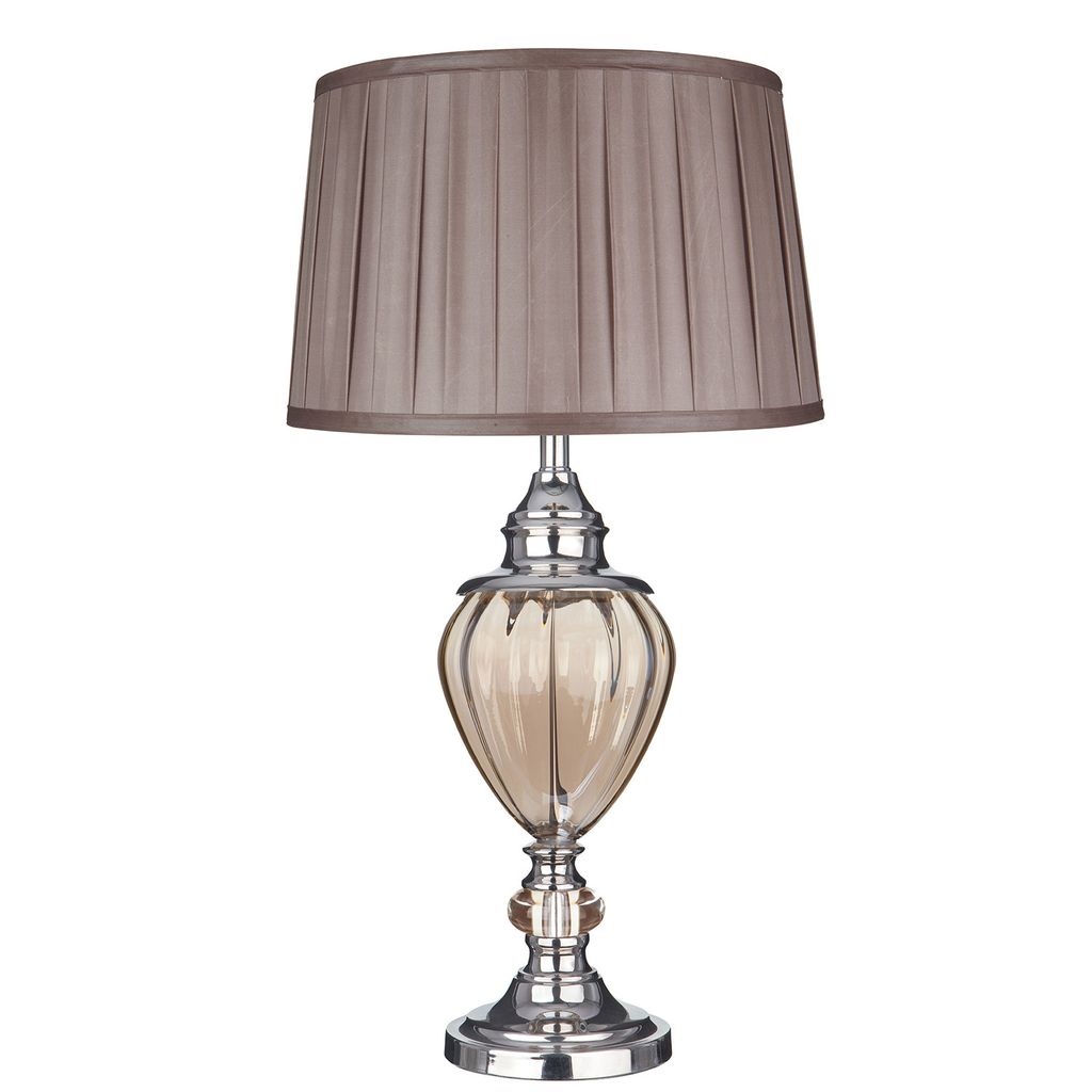 Greyson Zeitgenössische Schreibtischlampe Stahl Chrom Bernstein Glas 1 Licht E27