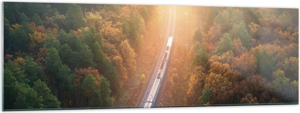 Bilder auf glas - Einteilig - Bahn Herbst So - 160x50cm - Glasbilder - Wandbilder - Bilder - zum Aufhängen bereit - Wanddekoration aus Glas - Glas...