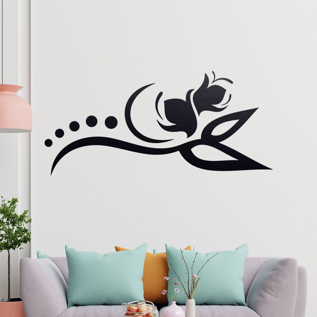 Blume - Linien Punkte Wandtattoo in 6 Größen - Wandaufkleber Wall Sticker - Dekoration, Küche, Wohnzimmer, Schlafzimmer, Badezimmer
