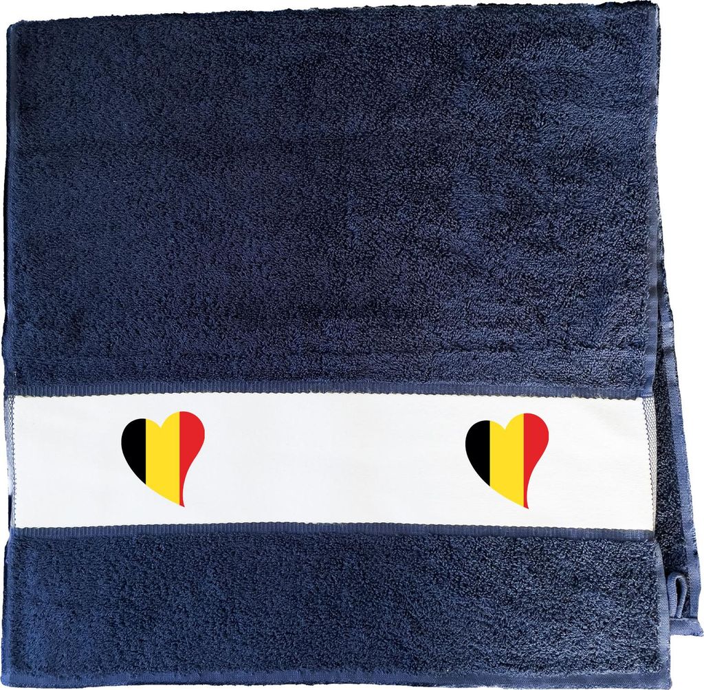 Huuraa Handtuch Belgien Flagge Herz 50x100cm French Navy Baumwolle Handtuch Geschenkidee