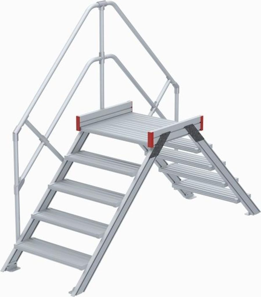 Euroline 512 Überstieg 45° 800mm Stufenbreite 2x5 Stufen Alu gerieft