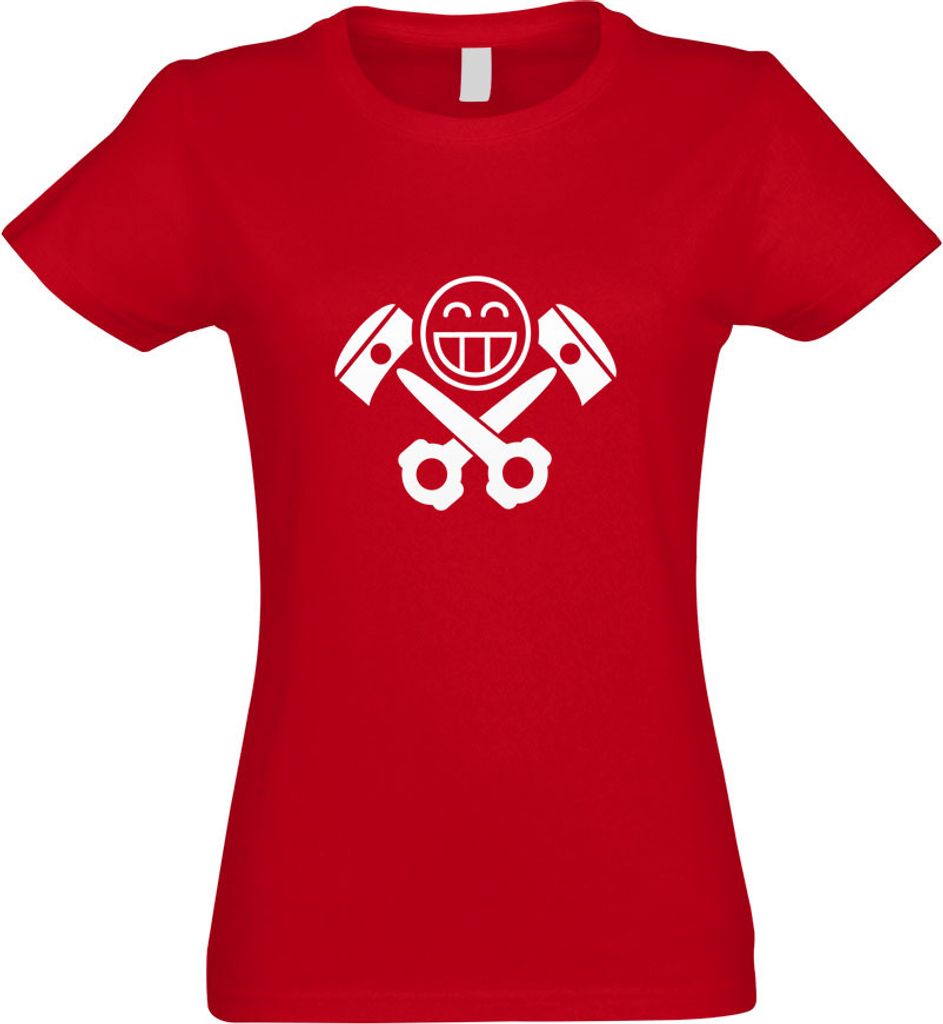 Kiwistar - T-Shirt tailliert - Damen - rot - Kolben Skull - mit Motiv Bedruckt - Funshirt Design - Sport - Freizeit - Damen - S