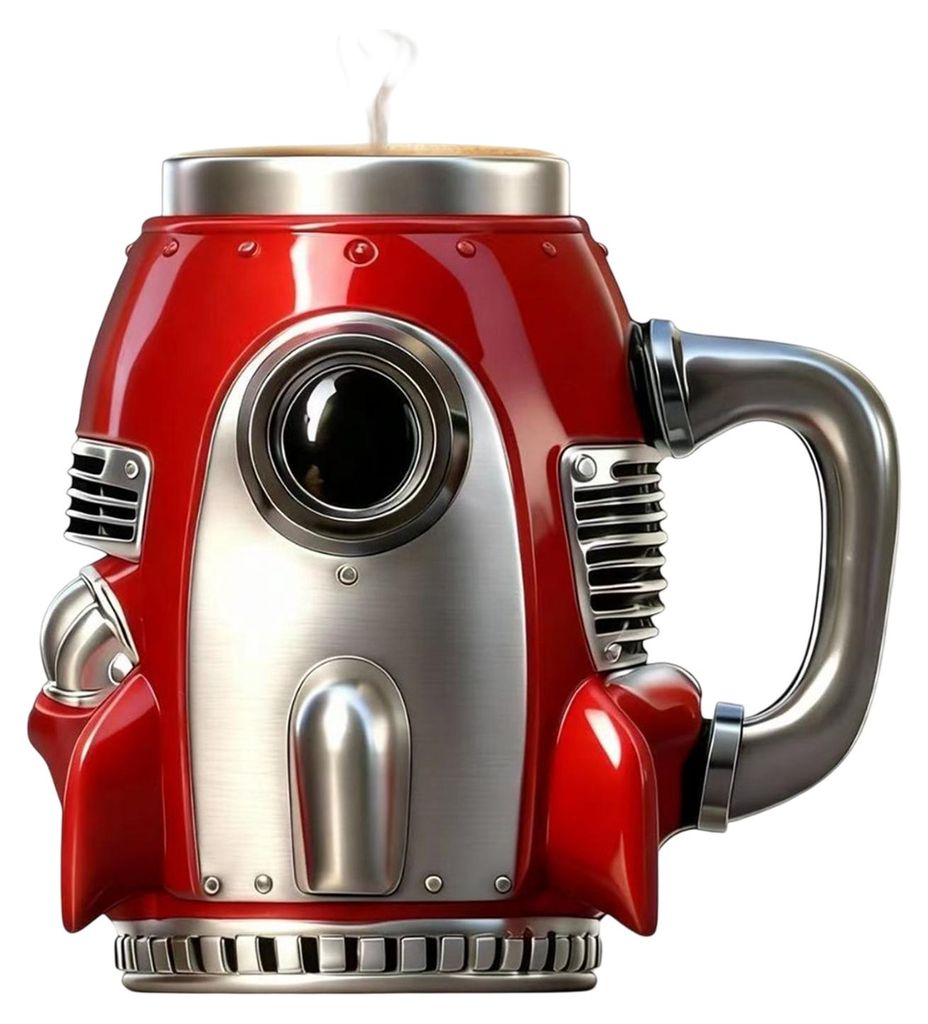 Raketen-Kaffeebecher aus hitzebeständigem Edelstahl, gefertigt aus Kunstharz und Edelstahl, im Raumschiff-Design, Kaffeetasse, Küchenbecher A