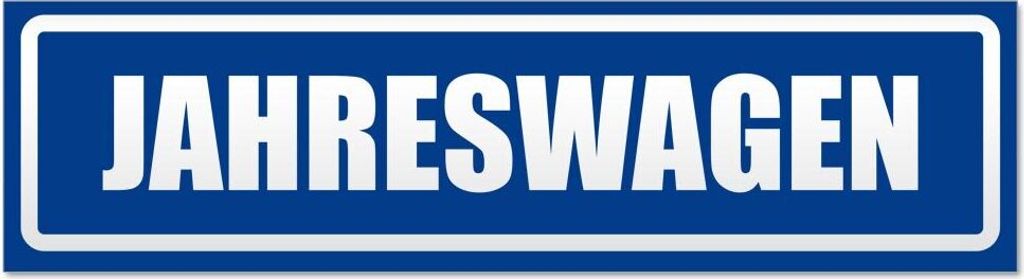 Kiwistar - Autoaufkleber - Verkehrsblau - 20 x 5,3 cm - Jahreswagen invertiert - Hinweis Aufkleber Sticker für Auto, Kfz, Fahrrad, PKW, LKW