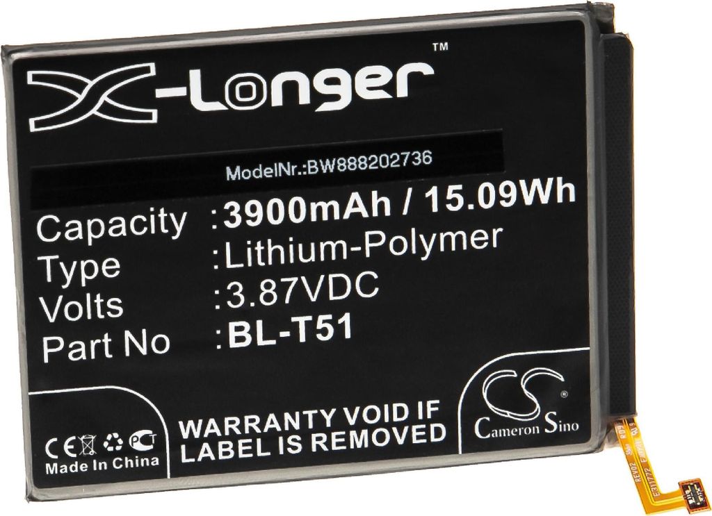 vhbw Akku Ersatz für LG BL-T51, EAC64788701 für Handy Smartphone Telefon (3900 mAh, 3,87 V, Li-Polymer)