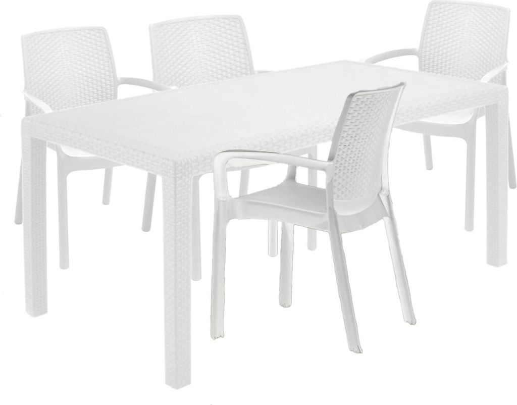 Dmora Outdoor-Set Roccaraso Weiß, 4 Personen, ein Tisch