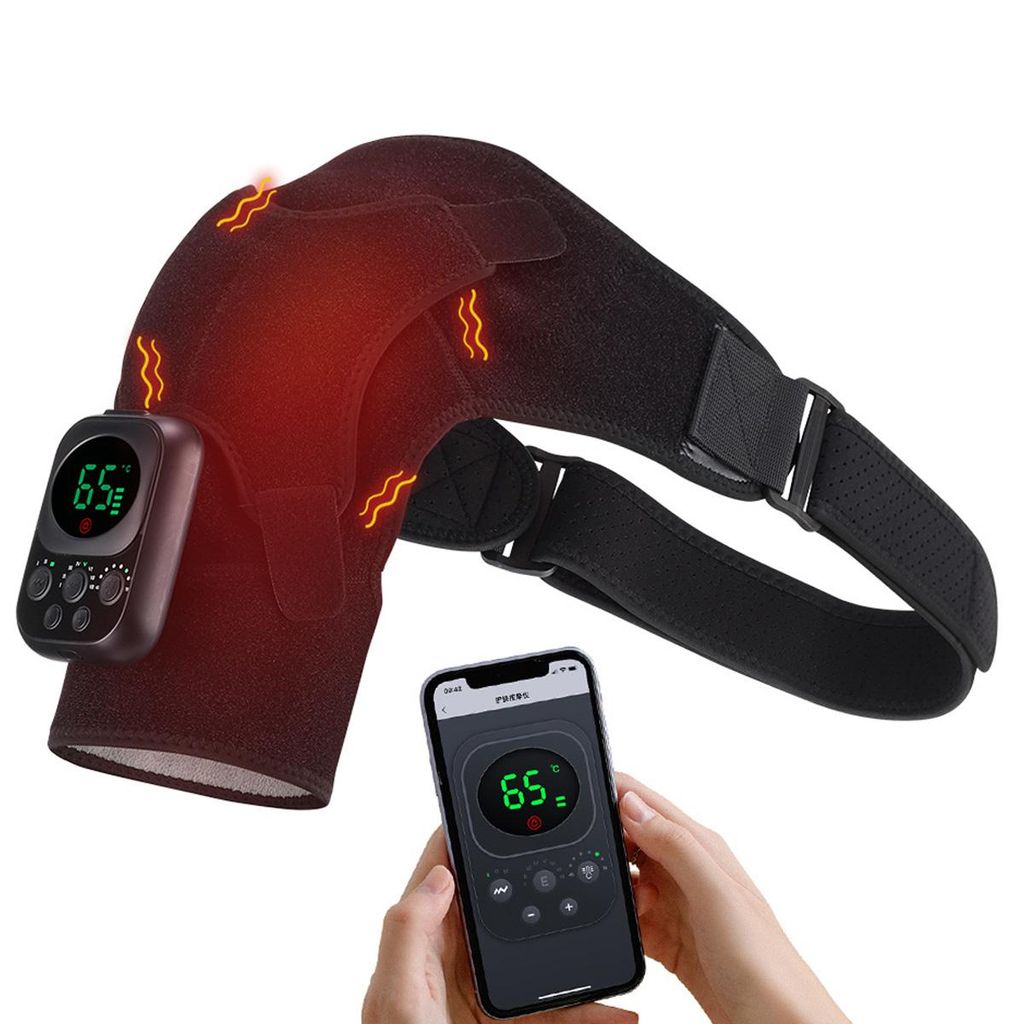 Heiz-Massagegerät für Schulter & kabelloser Knie-Massager, 3 Heizstufen, 6 Temperaturmodi (45–70°C),Wärme-& Vibrationsmassage, lindert Gelenk...