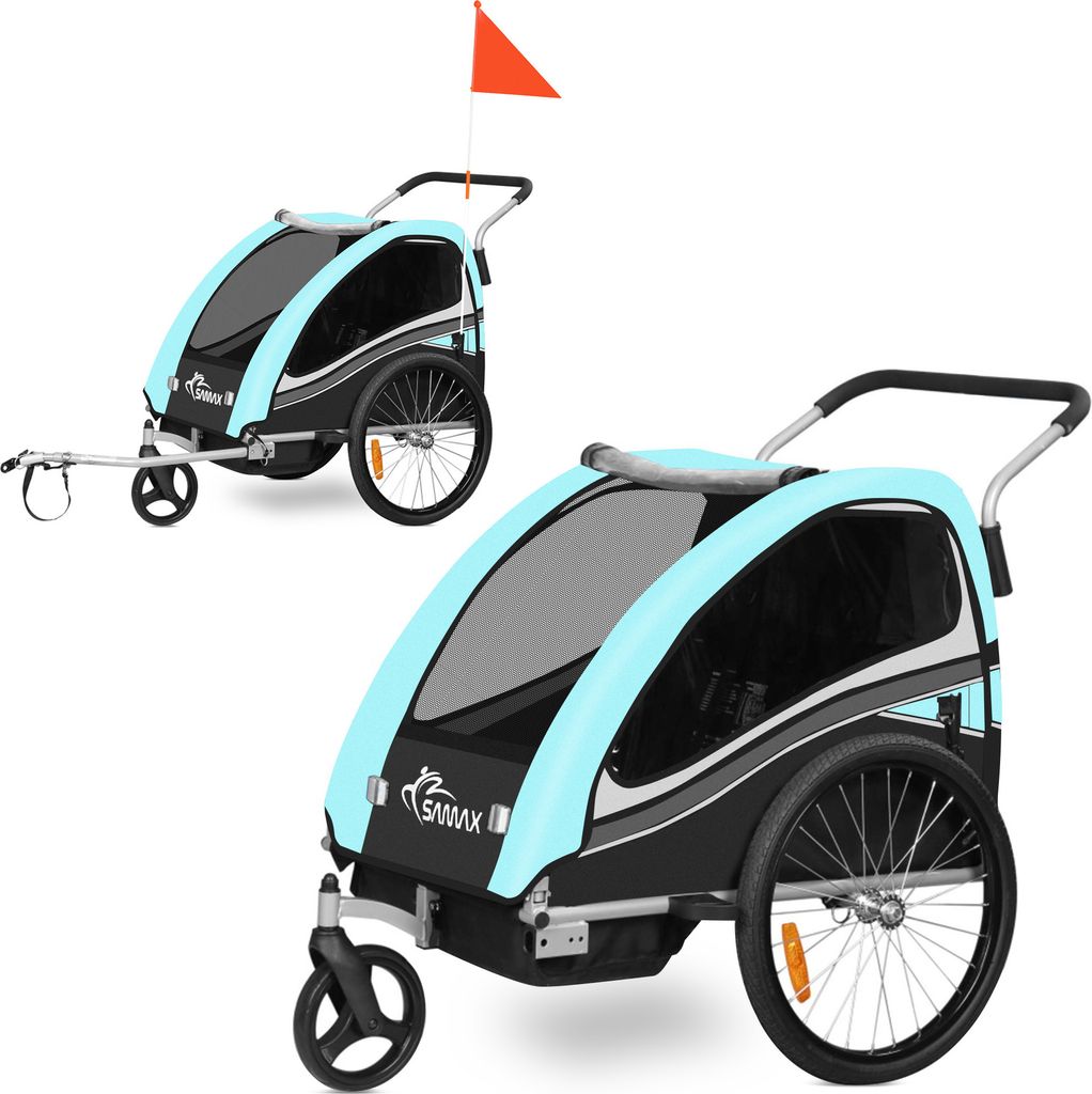 SAMAX 360° otočný príves na bicykel 2v1 jogger - tyrkysová Obrázok produktu 