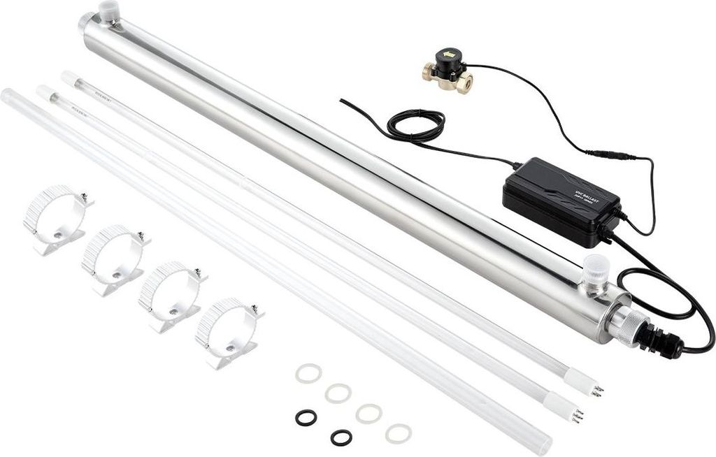 UV-Wasserfilter - Hauswasser-Entkeimer - Leistung 56 W - Durchfluss 45,4 L/min - Edelstahlgehäuse - Quarzglas-Hülse - Für Dusche, Trinken, Reini...