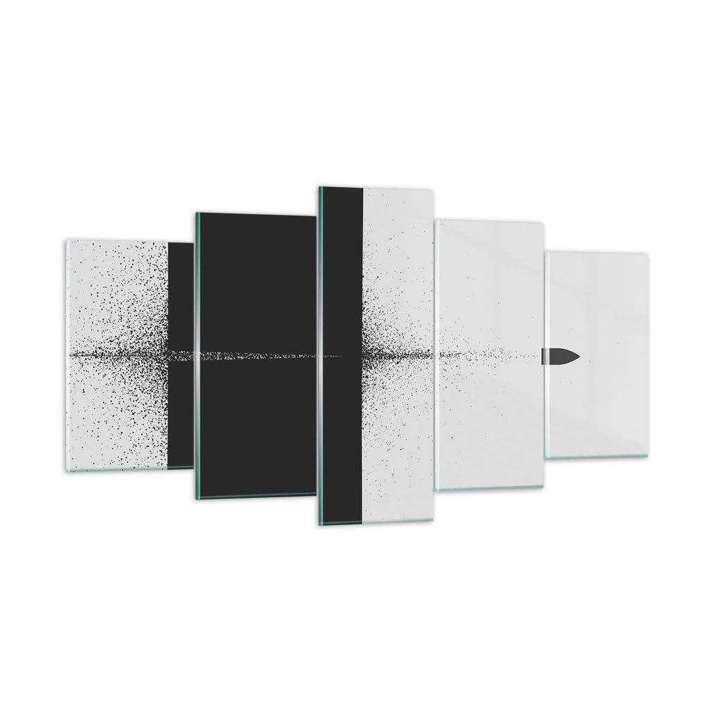 Bilder auf glas - 5 Teile - Kugel Schwarzweiß Modern - 160x85cm - Glasbilder - Wandbilder - Bilder - zum Aufhängen bereit - Wanddekoration aus Gl...