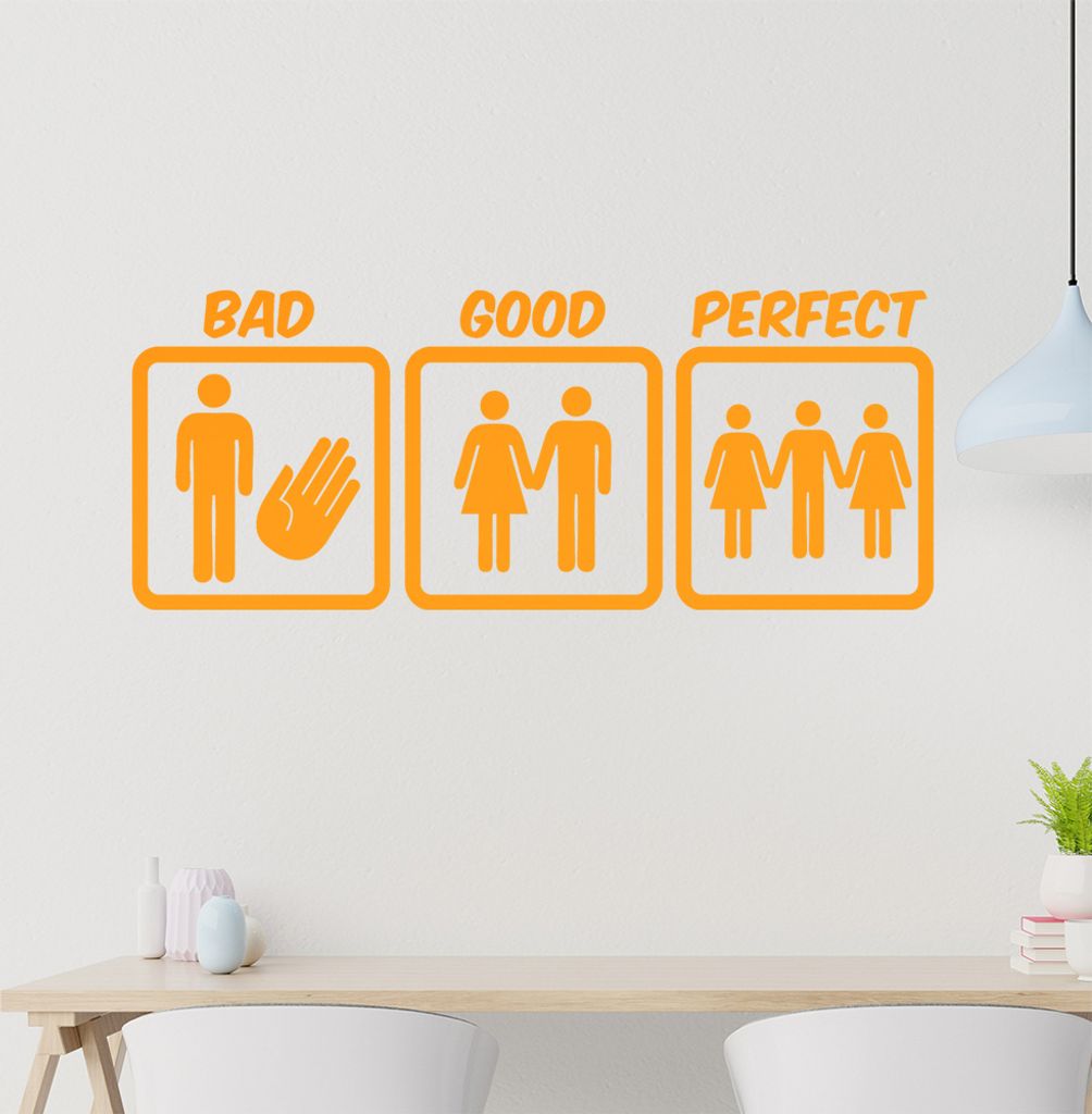 Bad Good Perfect Wandtattoo in 6 Größen - Wandaufkleber Wall Sticker - Dekoration, Küche, Wohnzimmer, Schlafzimmer, Badezimmer