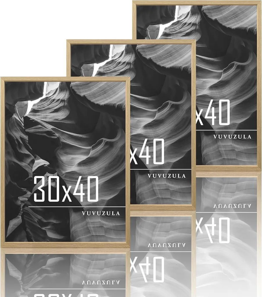 Cornici 30x40 Legno Quercia Beige Set da 3 - Design Moderno per Interni