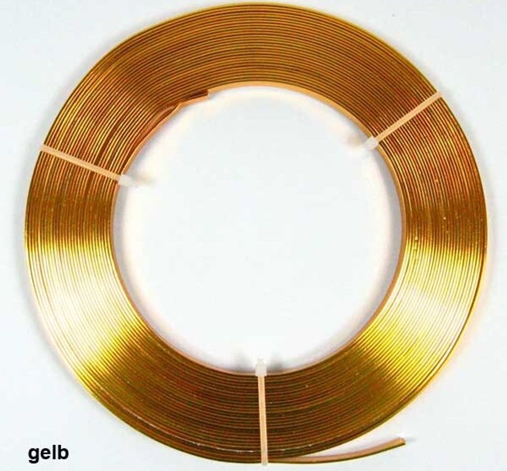 10m Aluminium Flachdraht 5x1mm Aludraht flach Alu Draht Flachdraht Alustreifen hellgelb
