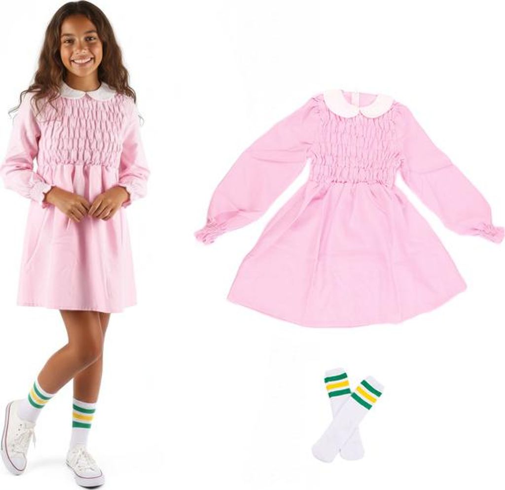 Kostüm ELEVEN Stranger Things für Mädchen Kleid + Socken Produktbild 