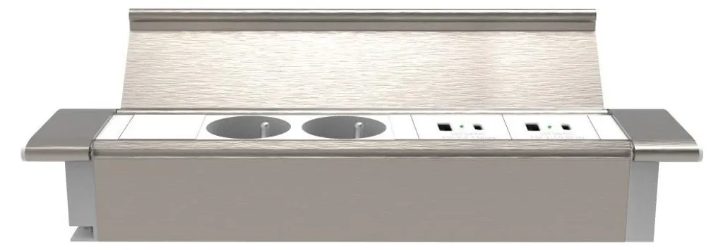 Bloc tiroirs encastrable 2 compartiments avec chargeur USB A et C - 3