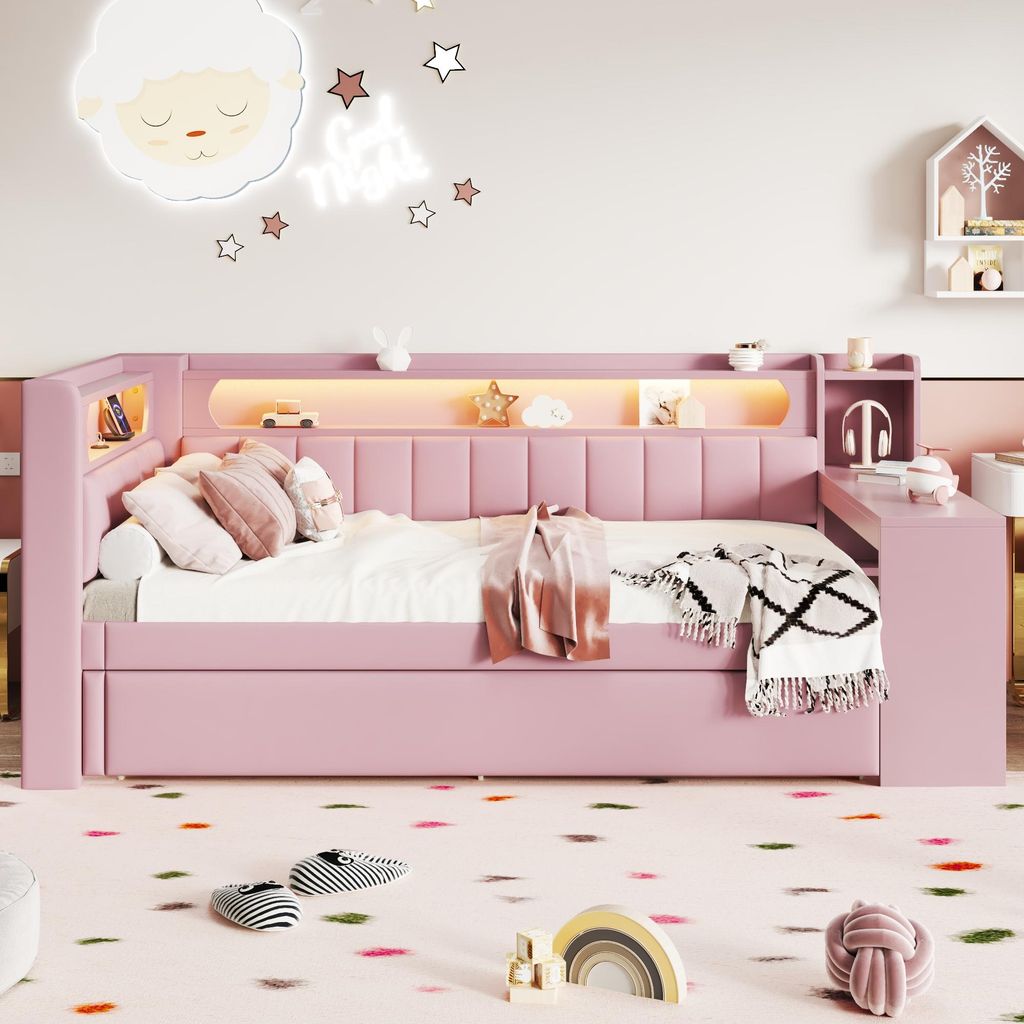 Abrihome lit de jour lit d'enfant 90x200 cm avec lit Image du produit 