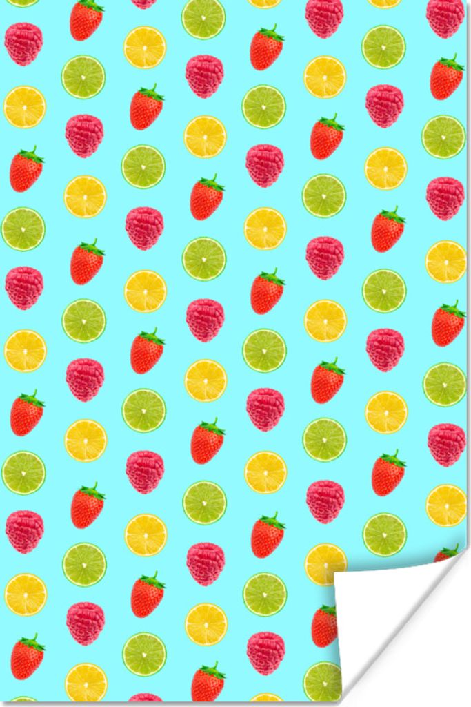 MuchoWow Poster Früchte - Muster - Farben 120x180 cm - Kunstposter