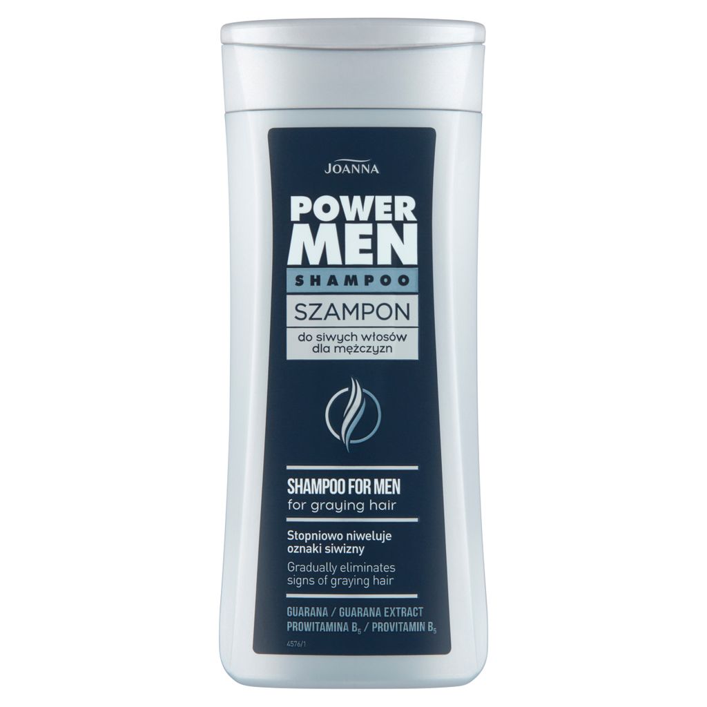 JOANNA Power Man Shampoo for Men to Remove Gray Hair - Gradually Eliminates Signs of Graying - Guarana and Provitamin B5 - 200ml