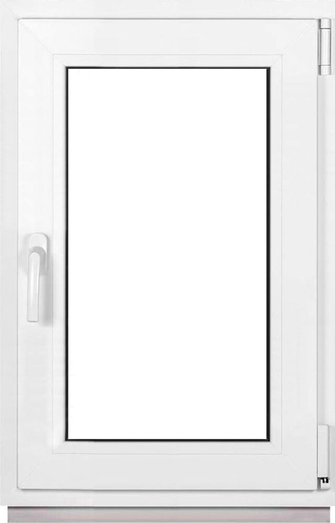 A white PVC window frame with a clear glass pane, shown from the front.