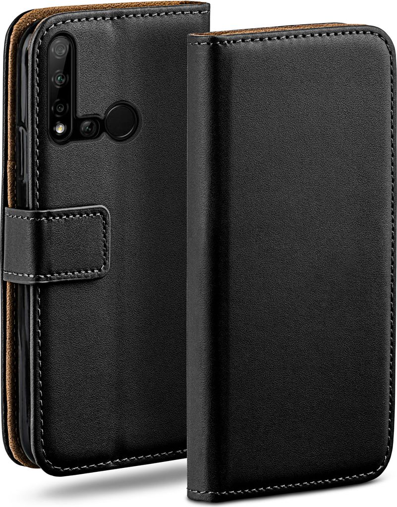 moex Book Case kompatibel mit Huawei P20 Lite (2019) - Hülle 360 Grad klappbar, Schwarz