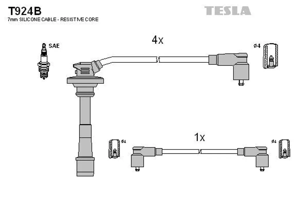 Câbles d'allumage robustes TESLA T924B pour TOYOTA Avensis Break T22