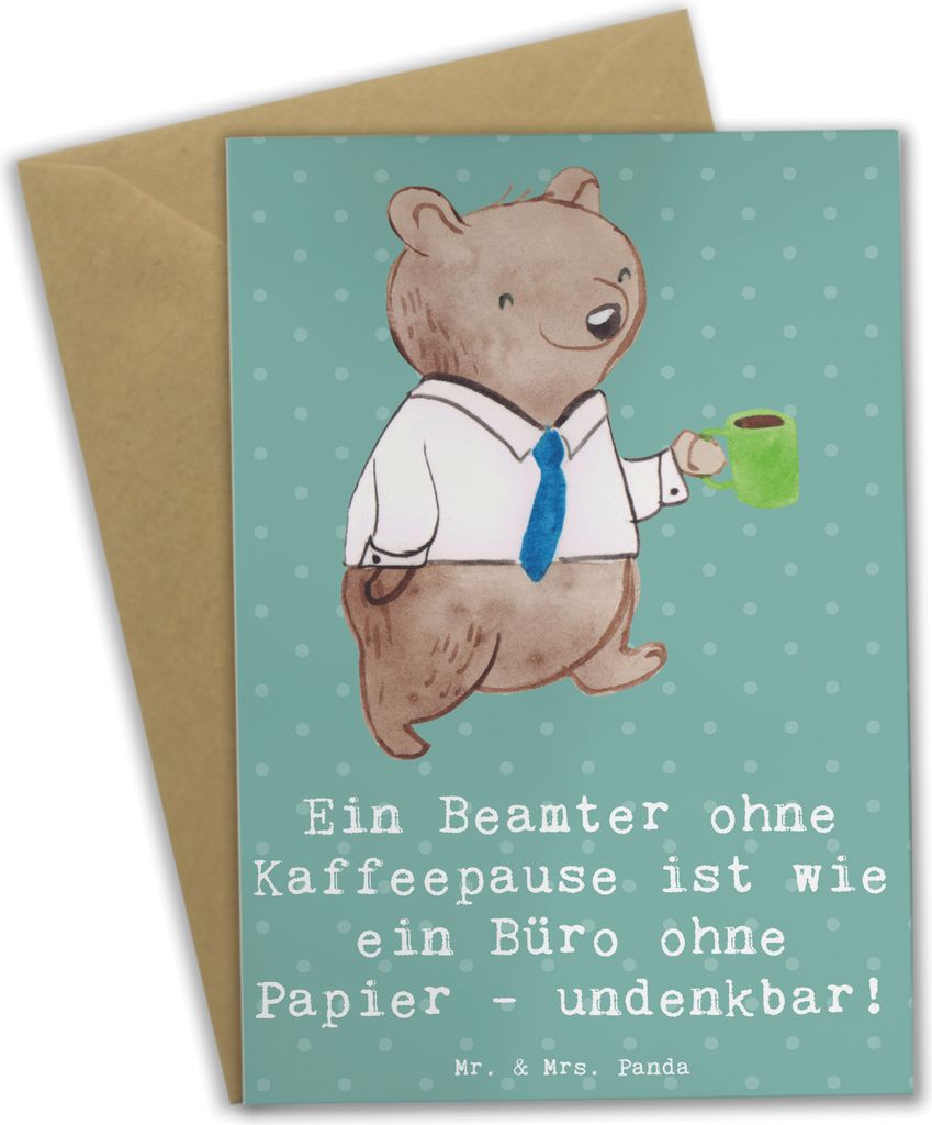 Mr. & Mrs. Panda Grußkarte Beamter Kaffeepause - Produktbild 