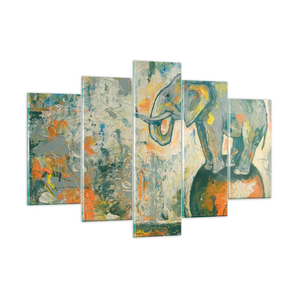 Bilder auf glas - Elefant Abstraktion - 150x100cm - Glasbilder - Wandbilder - Kunstdruck - zum Aufhängen bereit - Wanddekoration aus Glas - Glas B...