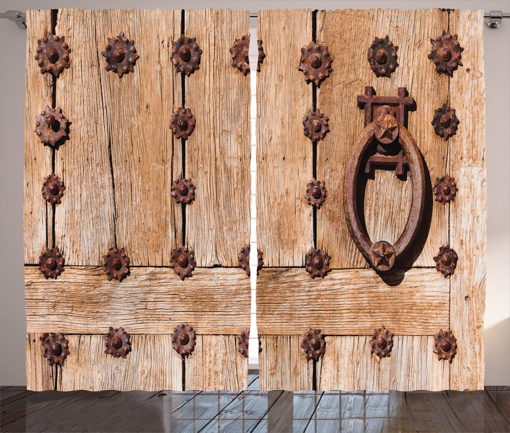 ABAKUHAUS Mittelalterlich Rustikaler Vorhang, Rusty Spanisch Eingang, Wohnzimmer Universalband Gardinen mit Schlaufen und Haken, 280 x 245 cm, Hell...