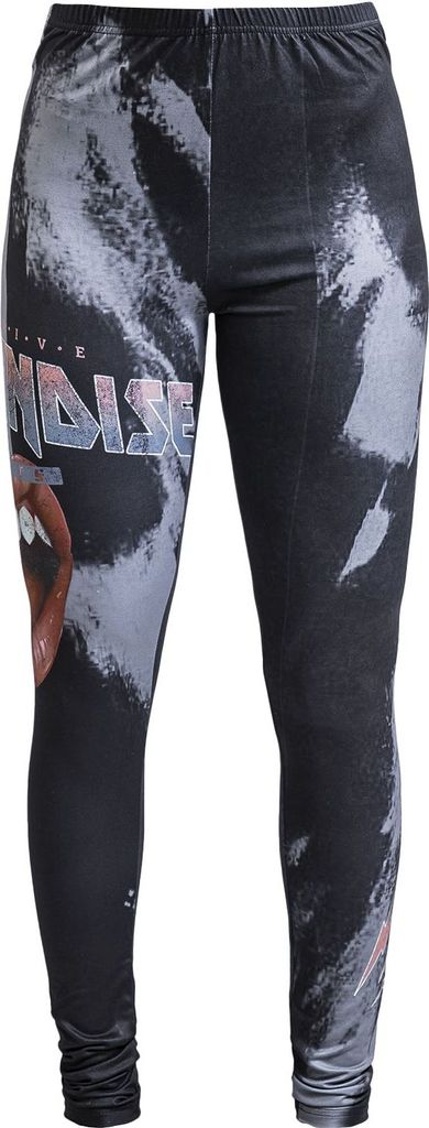 EMP Stage Collection Damen schwarze Leggings mit EMP-Vintage Logo und Print am rechten Bein M