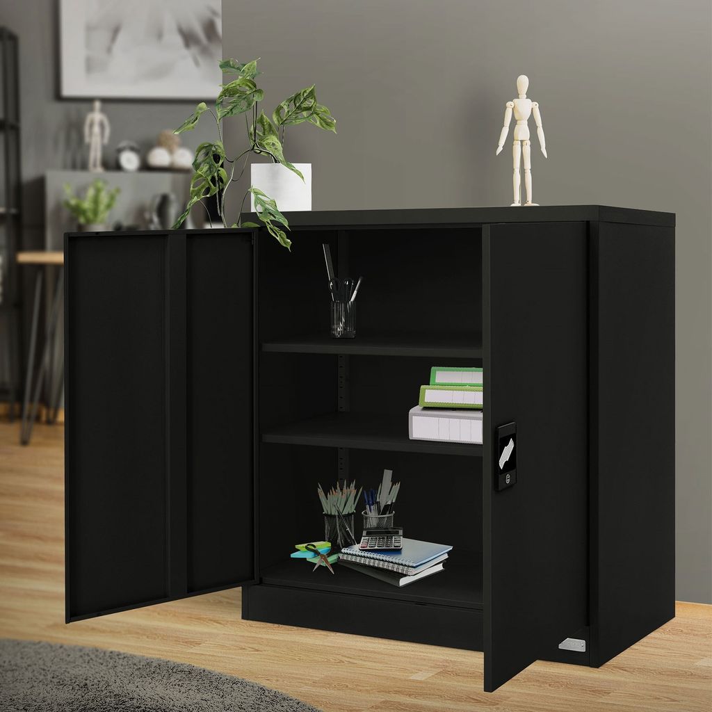 ML-Design Aktenschrank abschließbar, 90x40x90 cm Schwarz, Produktbild 