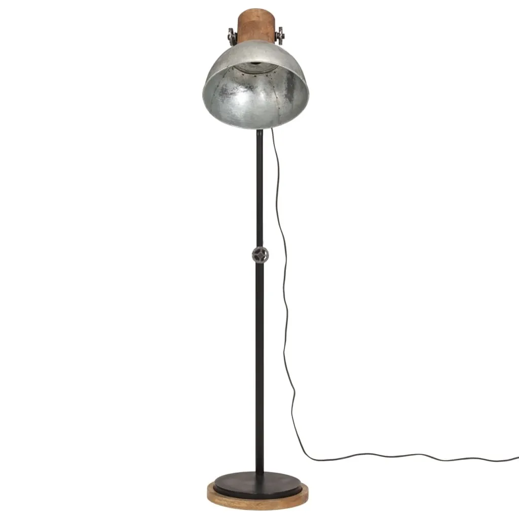 Lampada Terra Industriale Argento vidaXL | Ferro e Legno Mango E27 - 2