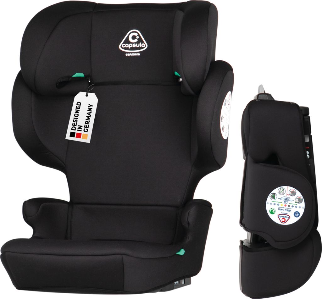 capsula Kindersitz-Isofix-I-Size I Gruppe II/III, 15–36 kg, 100–150 cm, 4–12 Jahre, faltbar, 14-fach verstellbar, Seitenschutz, universelle...