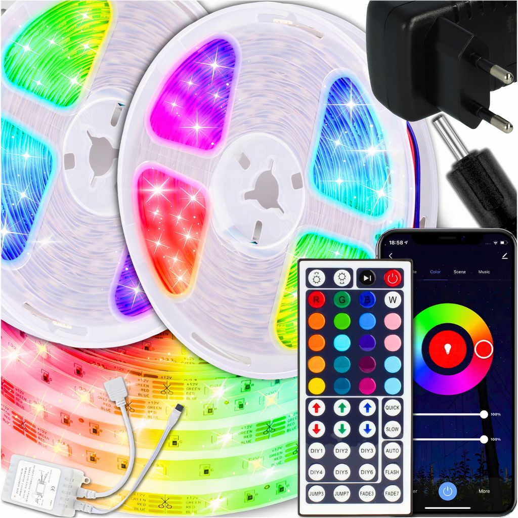RGB LED pásek 10 m s Bluetooth, dálkovým ovladačem, Obrázek produktu 