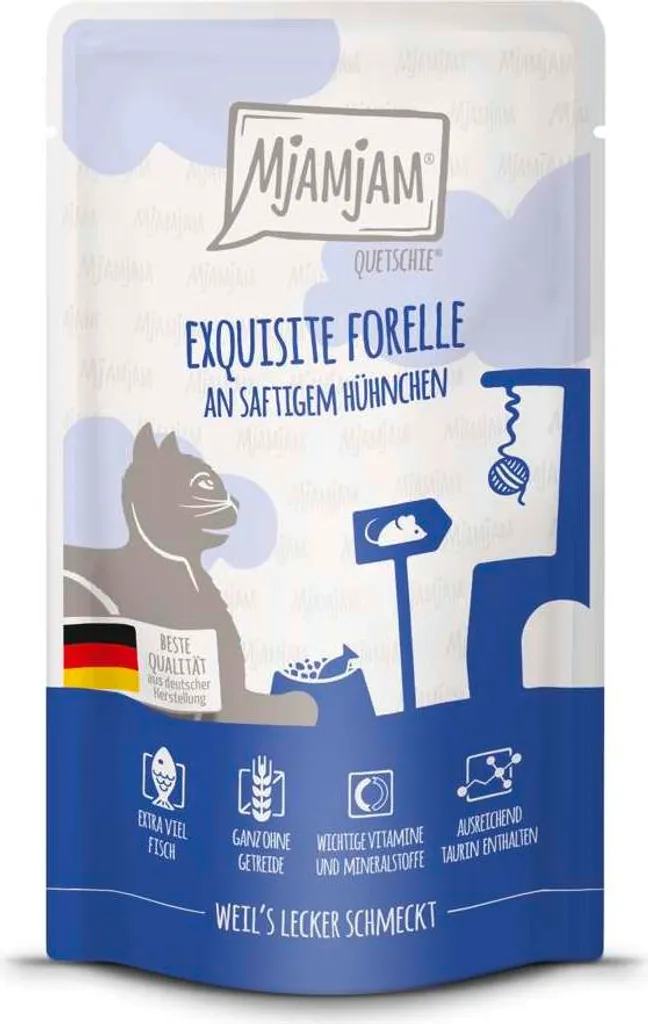 MjAMjAM Truite & Poulet : Pâtée 125gx12 facile à digérer pour chat