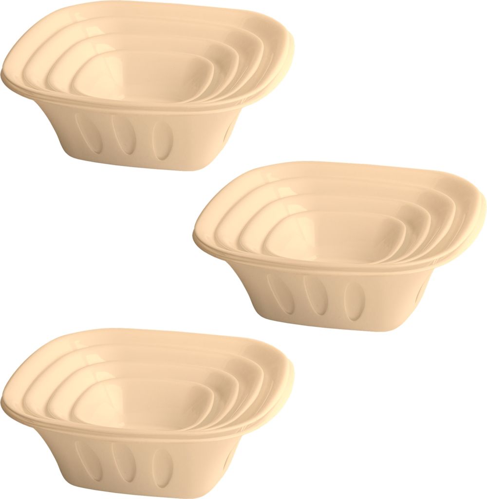 3x 5-teilige stapelbare Aufbewahrungs-Schalen Obstschüssel Deko-Schüssel Set Kunststoff