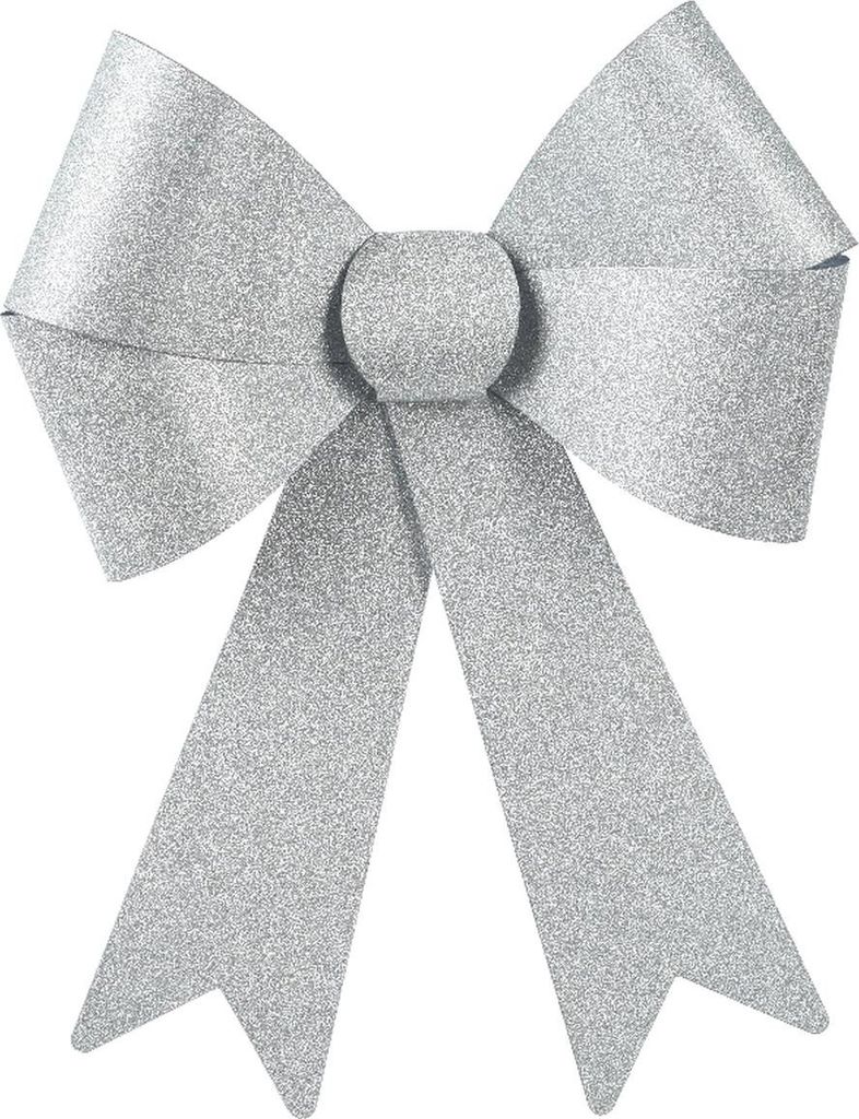 Weihnachtsschleife silberglänzend Höhe 29 cm Breite 21 cm - Kunststoff