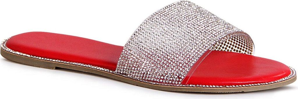 topschuhe24 1787 Damen Glitzer Sandalen Pantoletten, Farbe:Rot, Größe:36 EU