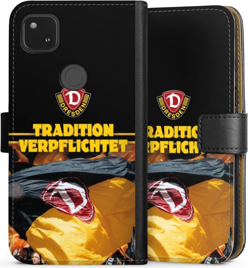 DeinDesign Klapphülle für Google Pixel 4a Handytasche Lederhülle Tasche Fanartikel SG Dynamo Dresden SGD