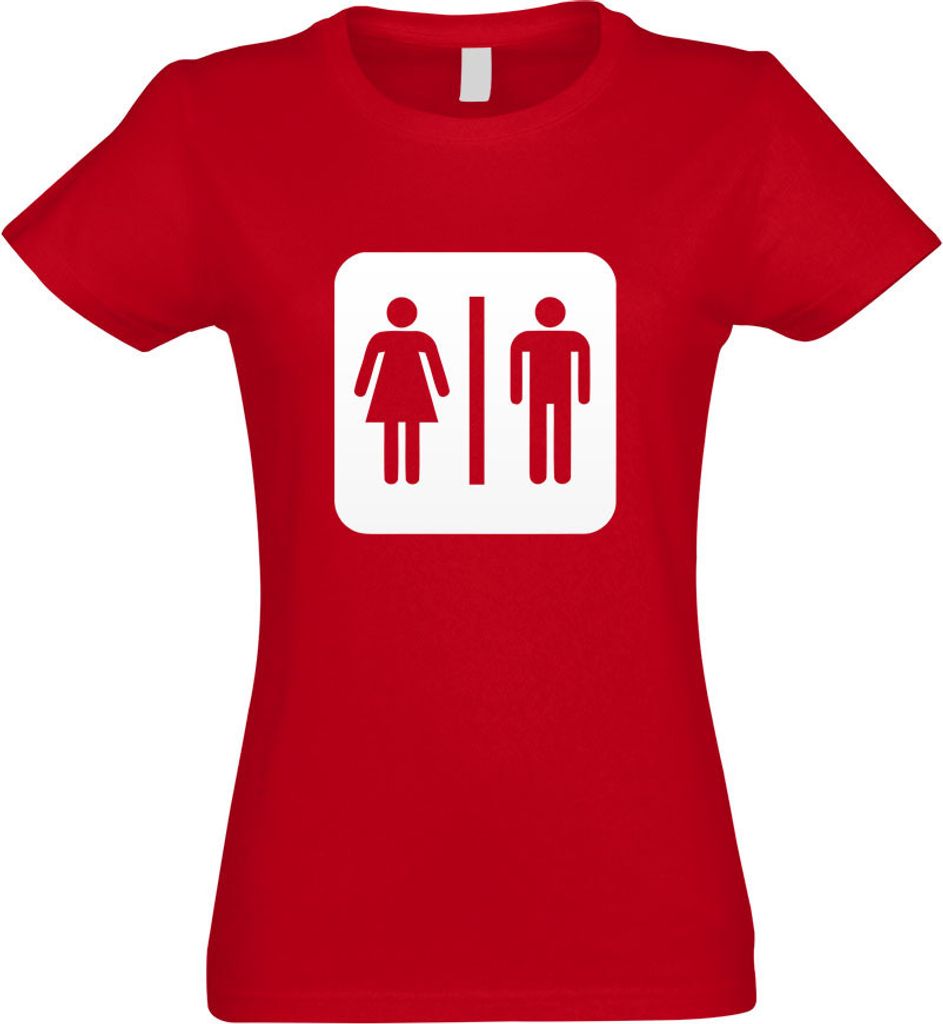Kiwistar - T-Shirt tailliert - Damen - rot - WC Toilette Piktogramme - mit Motiv Bedruckt - Funshirt Design - Sport - Freizeit - Damen - S