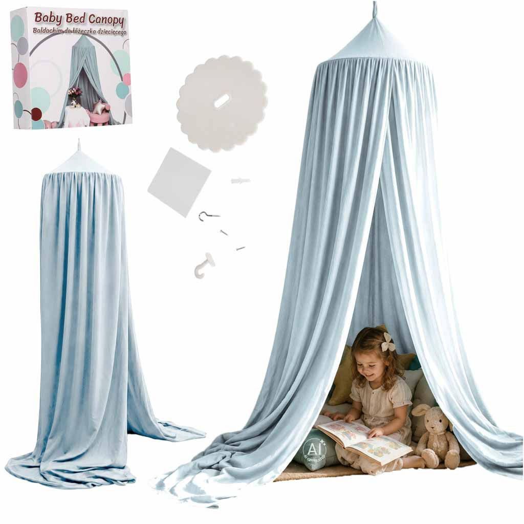 Kinderzelt für Babybett, Vorhang, Tipizelt, blau Produktbild 