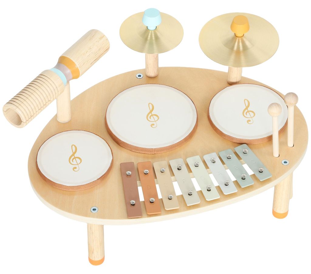 Kinder Schlagzeug 4-in-1 Montessori Musikinstrumente Set mit Trommeln Xylophon Schlagwerk für Kinder ab 2 Jahre