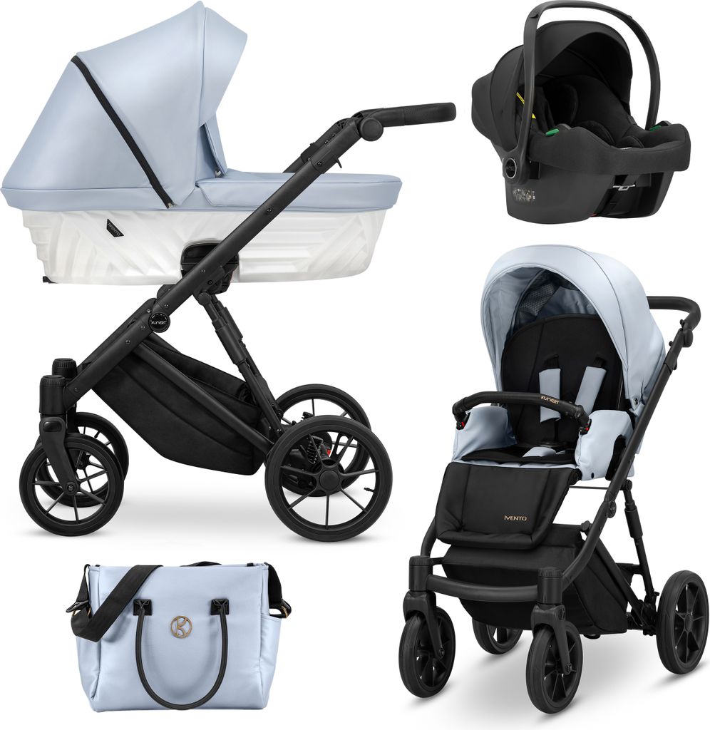 Kunert Ivento 3-in-1 Kombikinderwagen Eco Hellblau Metallic Produktbild 