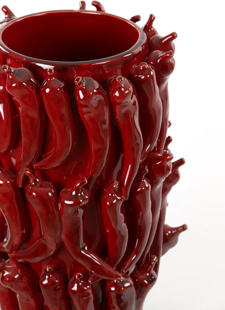 Vase en céramique rouge PEPPER 39 cm finition brillante artisanale - 2