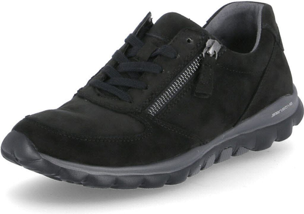 Gabor Rollingsoft Trainers - Plus Size Women's Shoes In Black, Air-Cushioned & Genuine Leather