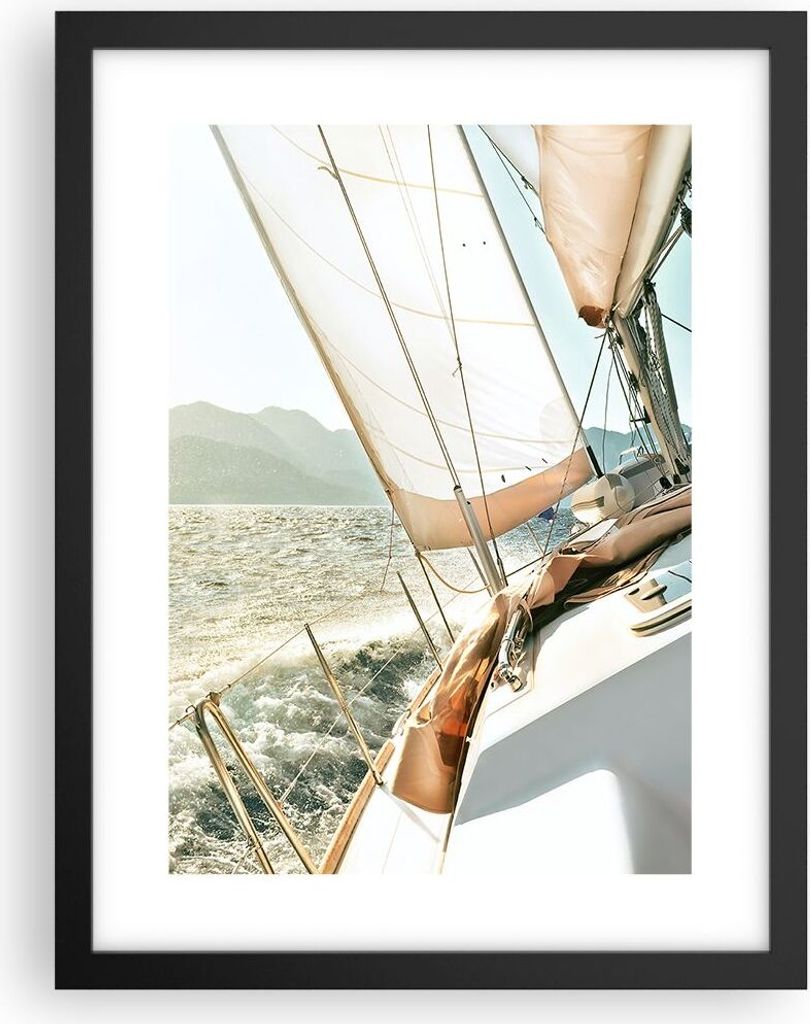 Gerahmtes Poster - Schwarzer Rahmen - Yacht Segeln So - 30x40 cm - Wand Bild - Wanddeko - Wandbilder - Kunstposter - Wandposter - Bilderrahmen - Bi...