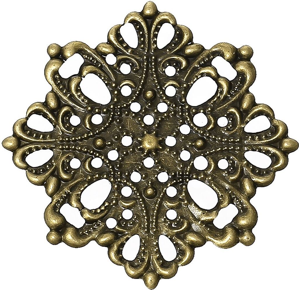 10 Deko-Ornament Blume 44x44mm antikmessing, Metallornament Produktbild 