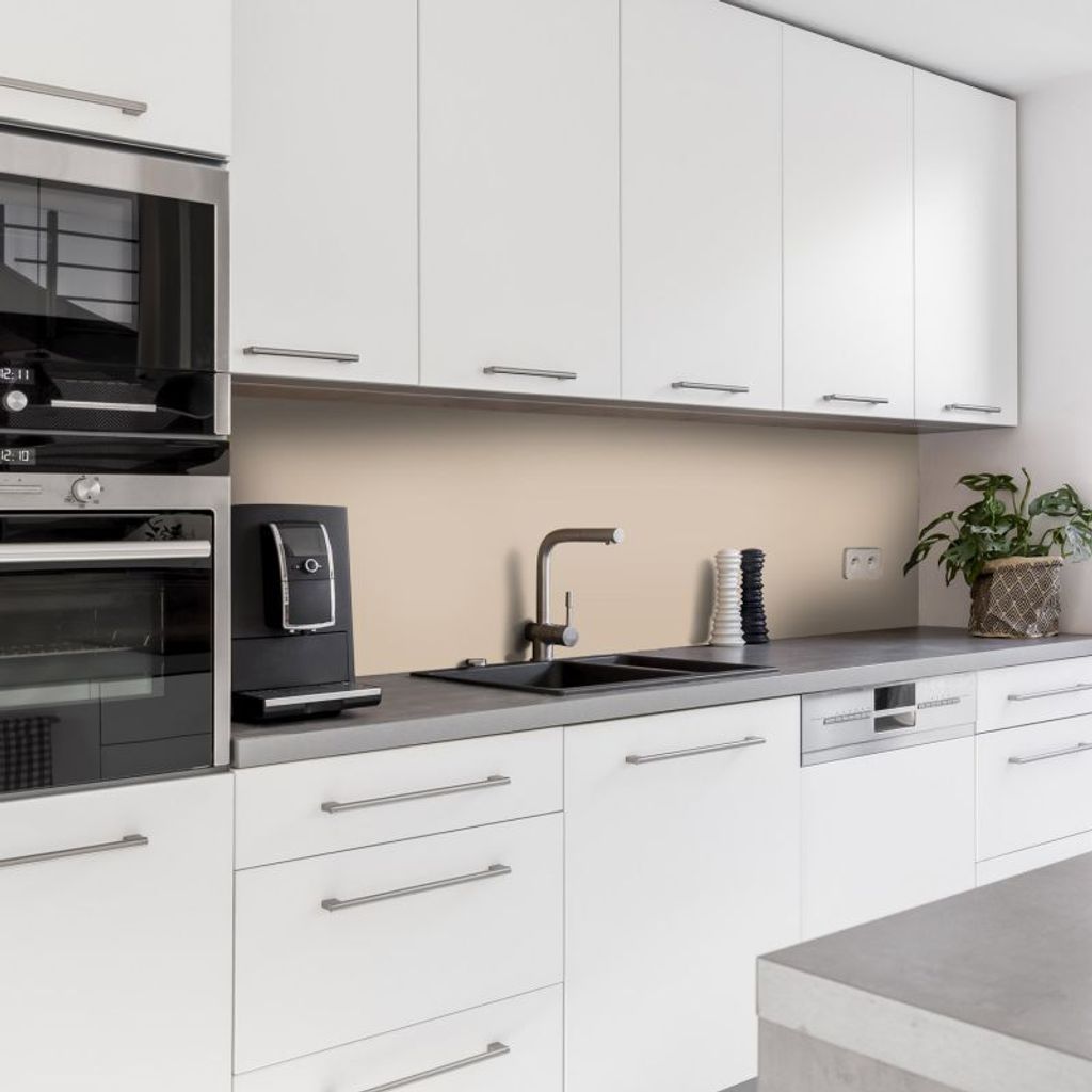 Dedeco Küchenrückwand Motiv: Taupe V1, 3mm Aluminium Alu-Platten als Spritzschutz Küchenwand Verbundplatte wasserfest, inkl. UV-Lack matt, alle ...