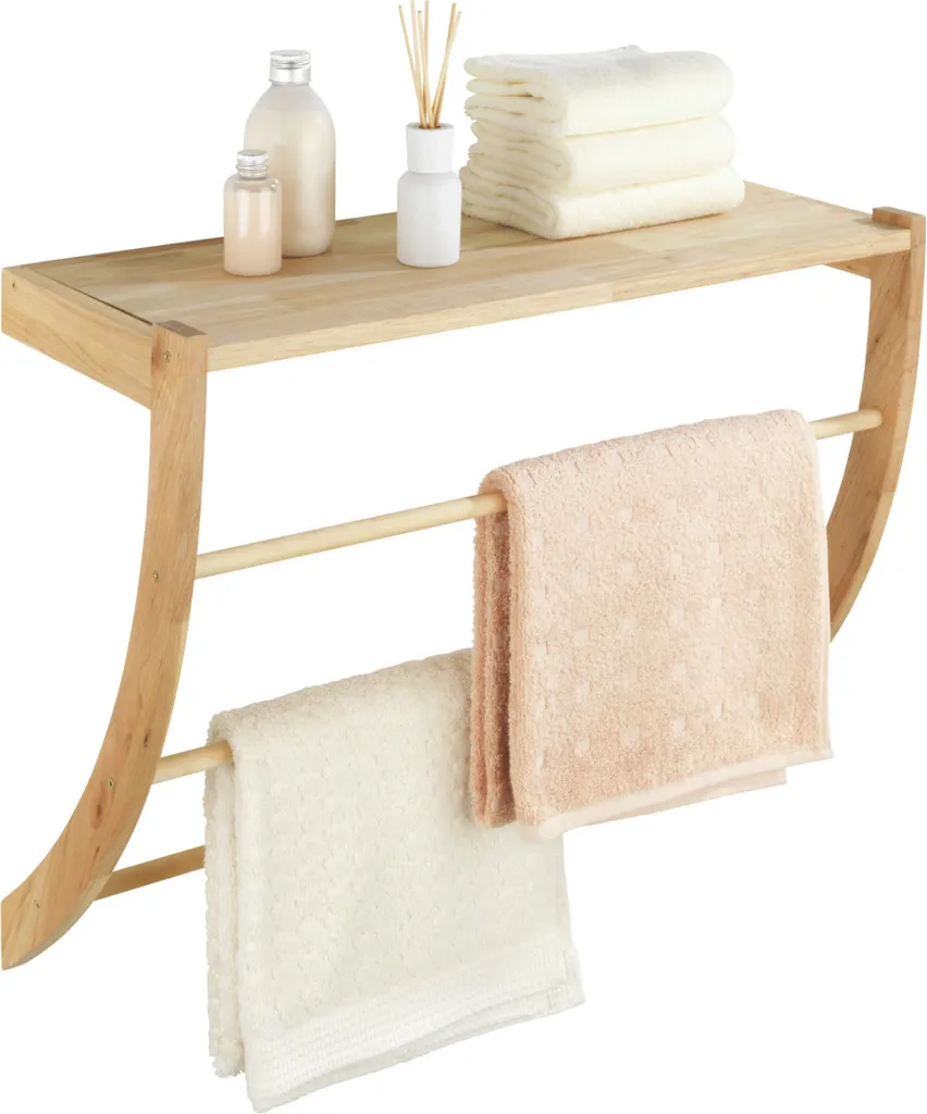 Étagère Murale en Noyer Massif avec 3 Niveaux de Rangement - 60 cm