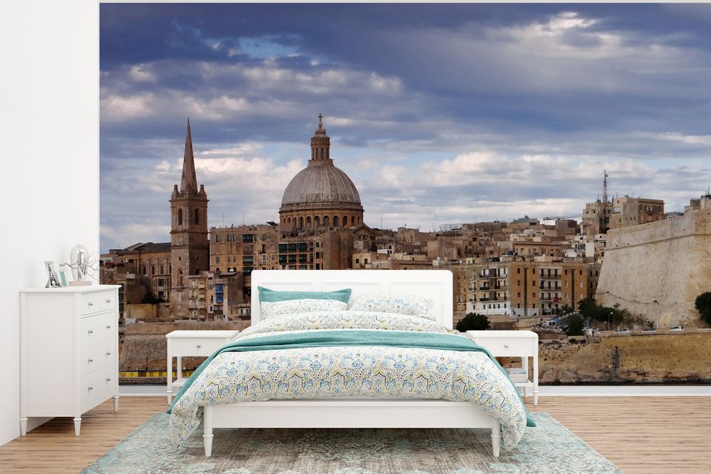 MuchoWow Fototapete für Wohnzimmer oder Schlafzimmer Wandtapete Vinyl Motivtapete Valletta - 320x240 cm - Tapeten